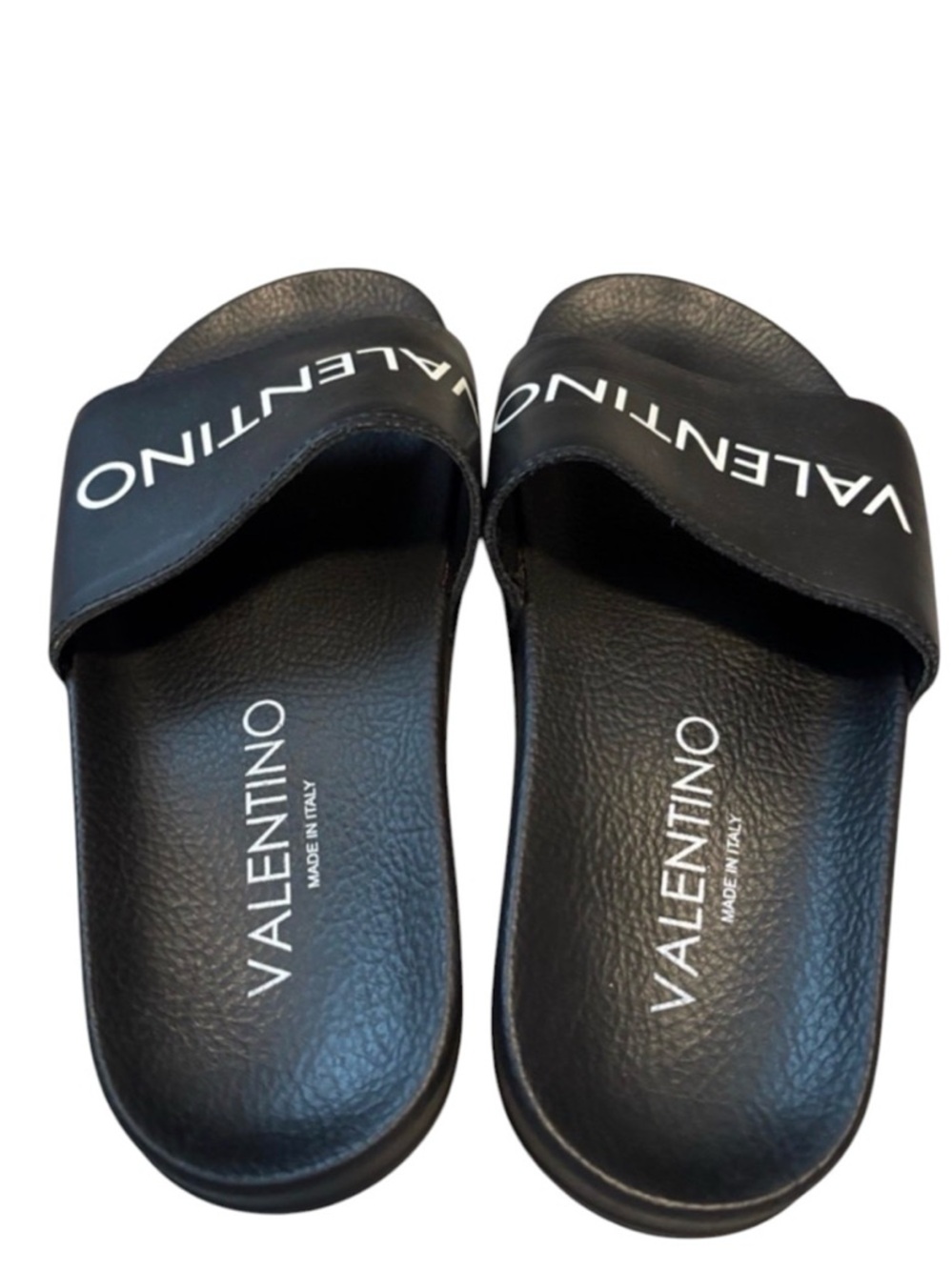 Valentino Black Slides with White Logo - Picture 2 of 5